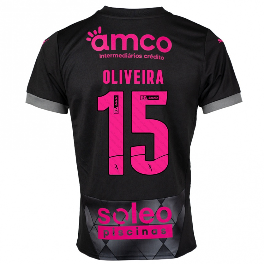 Niño Fútbol Camiseta Paulo Oliveira #15 Negro Rosa 2ª Equipación 2024/25 México