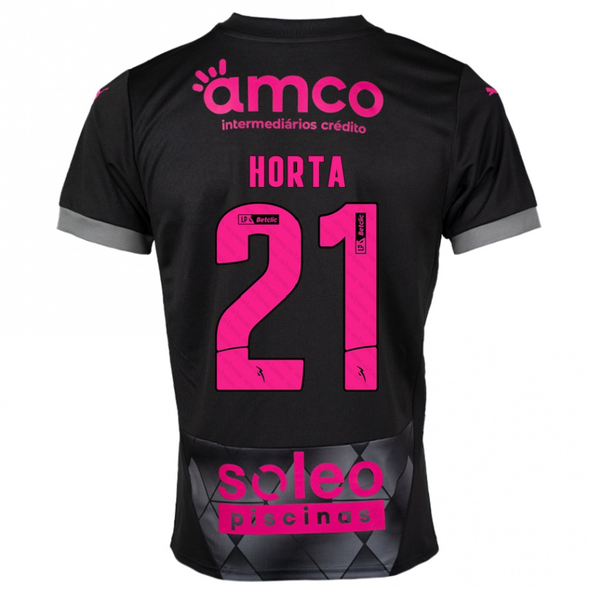 Niño Fútbol Camiseta Ricardo Horta #21 Negro Rosa 2ª Equipación 2024/25 México