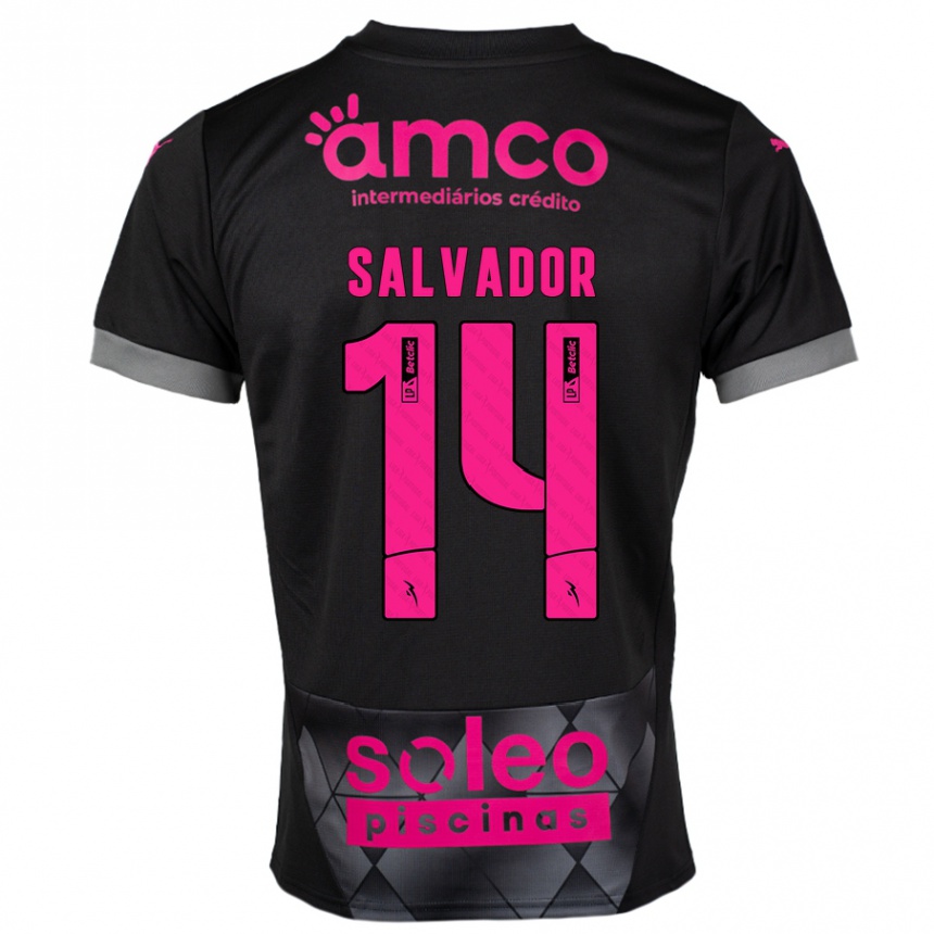 Niño Fútbol Camiseta João Salvador #14 Negro Rosa 2ª Equipación 2024/25 México