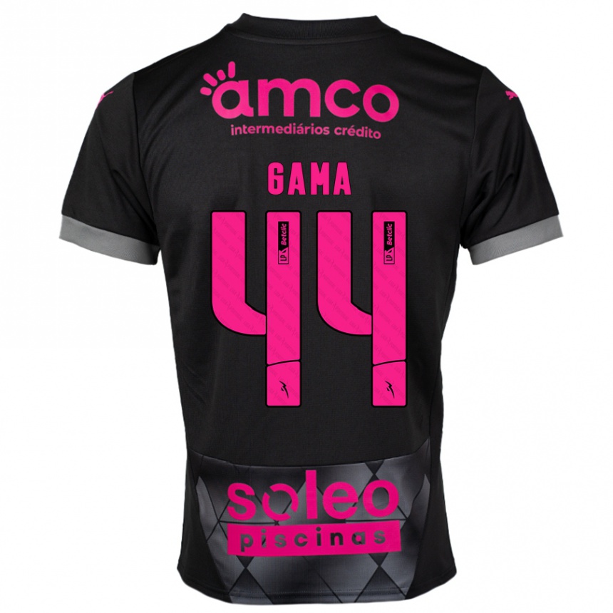 Niño Fútbol Camiseta Dinis Gama #44 Negro Rosa 2ª Equipación 2024/25 México