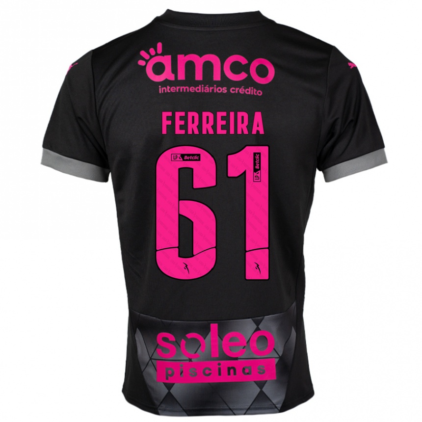 Niño Fútbol Camiseta Tiago Ferreira #61 Negro Rosa 2ª Equipación 2024/25 México