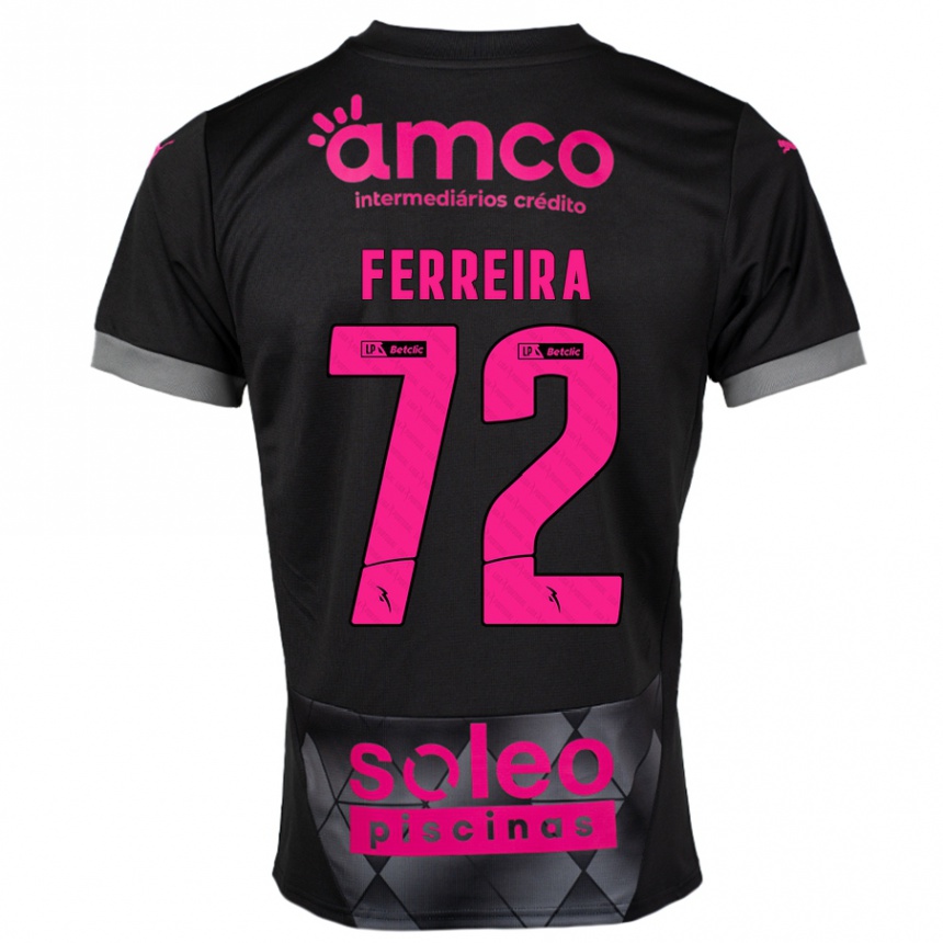 Niño Fútbol Camiseta André Ferreira #72 Negro Rosa 2ª Equipación 2024/25 México