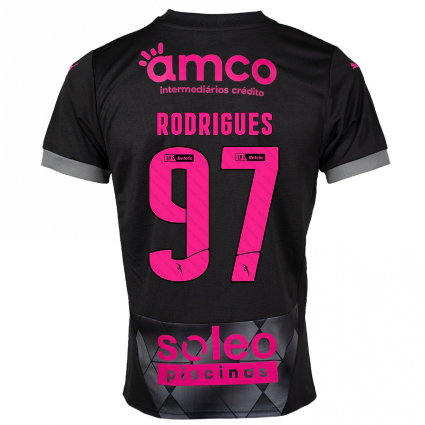 Niño Fútbol Camiseta Dinis Rodrigues #97 Negro Rosa 2ª Equipación 2024/25 México