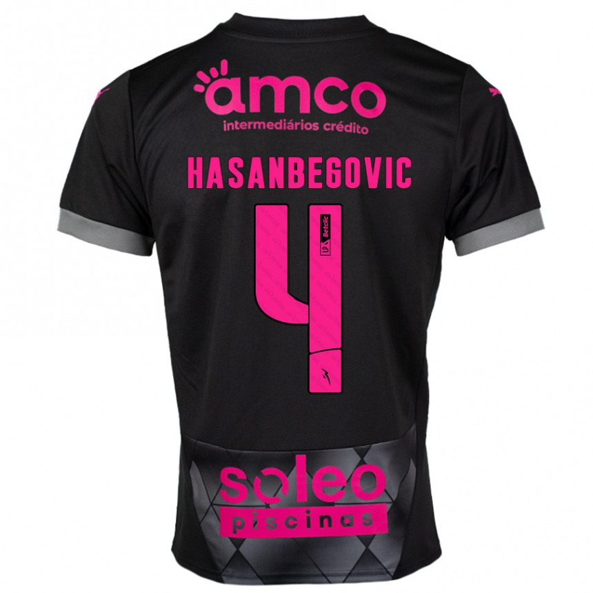 Niño Fútbol Camiseta Melisa Hasanbegović #4 Negro Rosa 2ª Equipación 2024/25 México