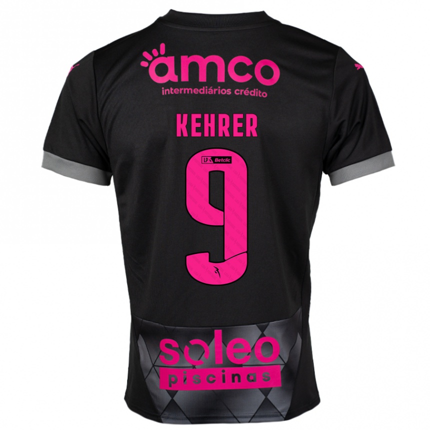 Niño Fútbol Camiseta Caroline Kehrer #9 Negro Rosa 2ª Equipación 2024/25 México