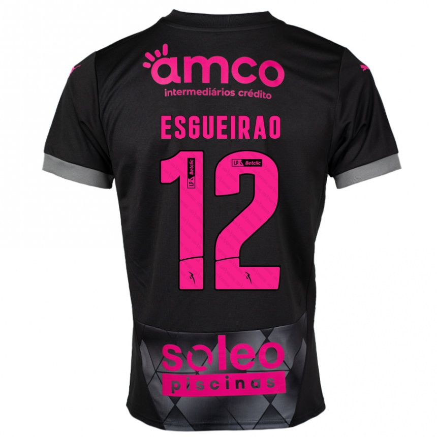 Niño Fútbol Camiseta Íris Esgueirão #12 Negro Rosa 2ª Equipación 2024/25 México