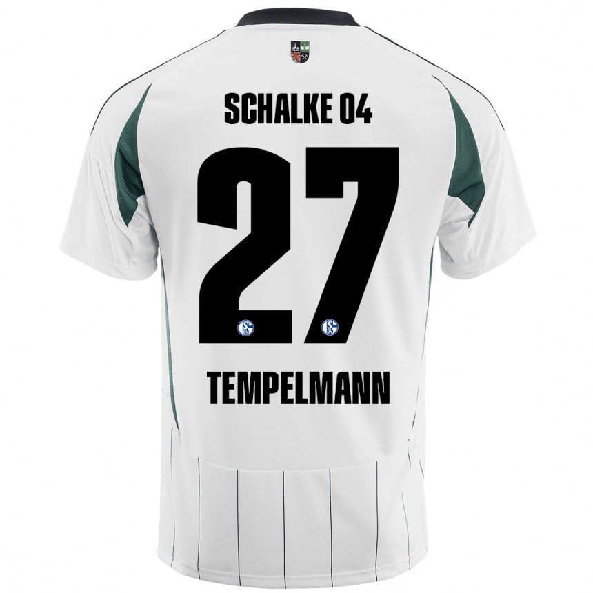 Niño Fútbol Camiseta Lino Tempelmann #27 Blanco Verde 2ª Equipación 2024/25 México