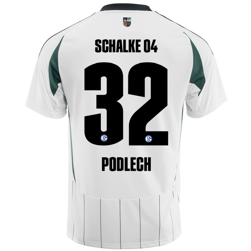 Niño Fútbol Camiseta Luca Podlech #32 Blanco Verde 2ª Equipación 2024/25 México