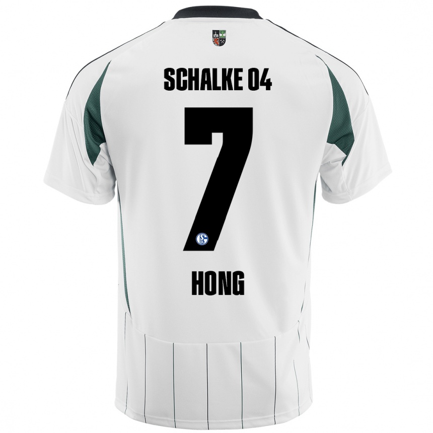 Niño Fútbol Camiseta Seok-Ju Hong #7 Blanco Verde 2ª Equipación 2024/25 México