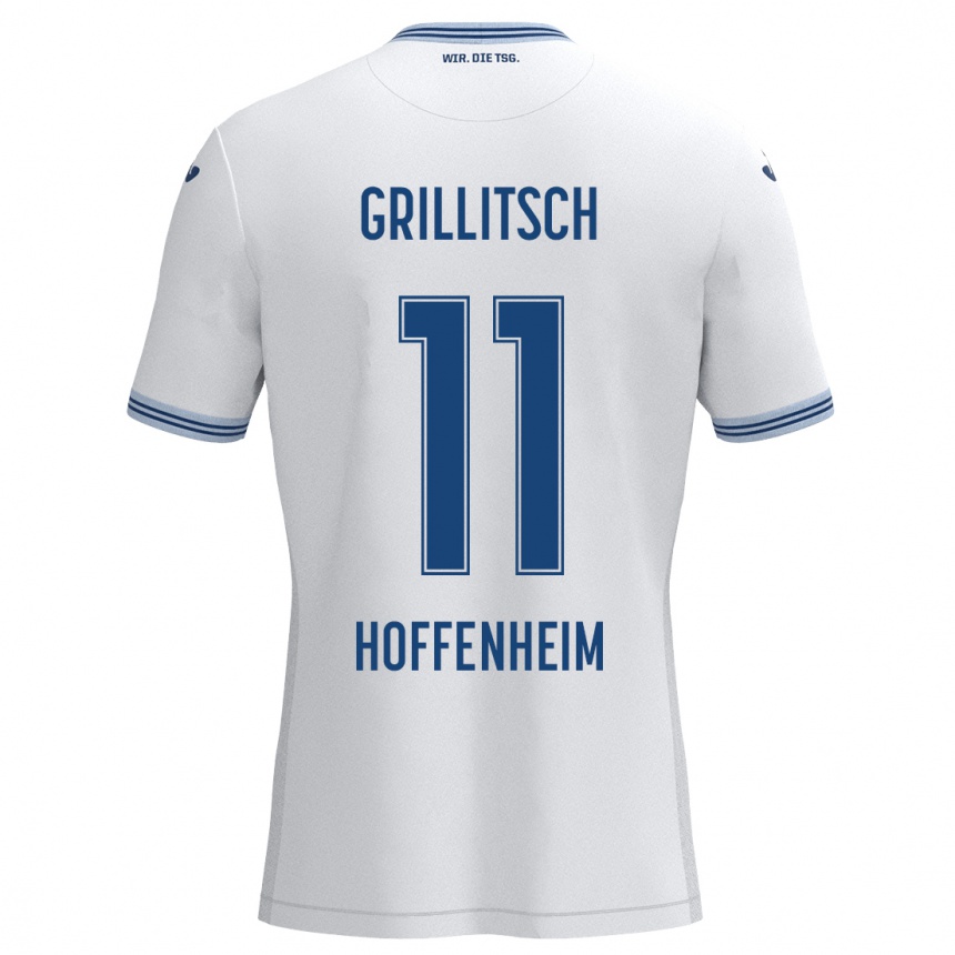 Niño Fútbol Camiseta Florian Grillitsch #11 Blanco Azul 2ª Equipación 2024/25 México