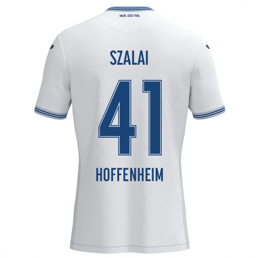 Niño Fútbol Camiseta Attila Szalai #41 Blanco Azul 2ª Equipación 2024/25 México