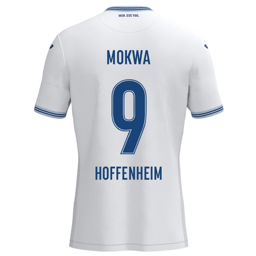 Niño Fútbol Camiseta David Mokwa #9 Blanco Azul 2ª Equipación 2024/25 México