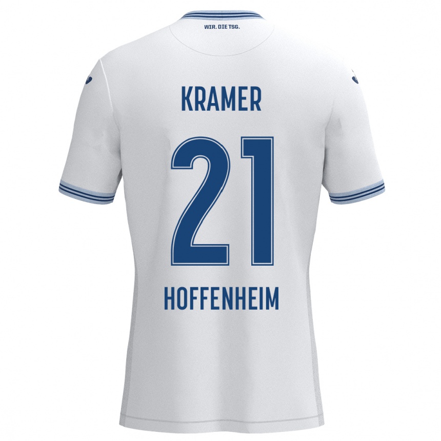 Niño Fútbol Camiseta Emil Kramer #21 Blanco Azul 2ª Equipación 2024/25 México