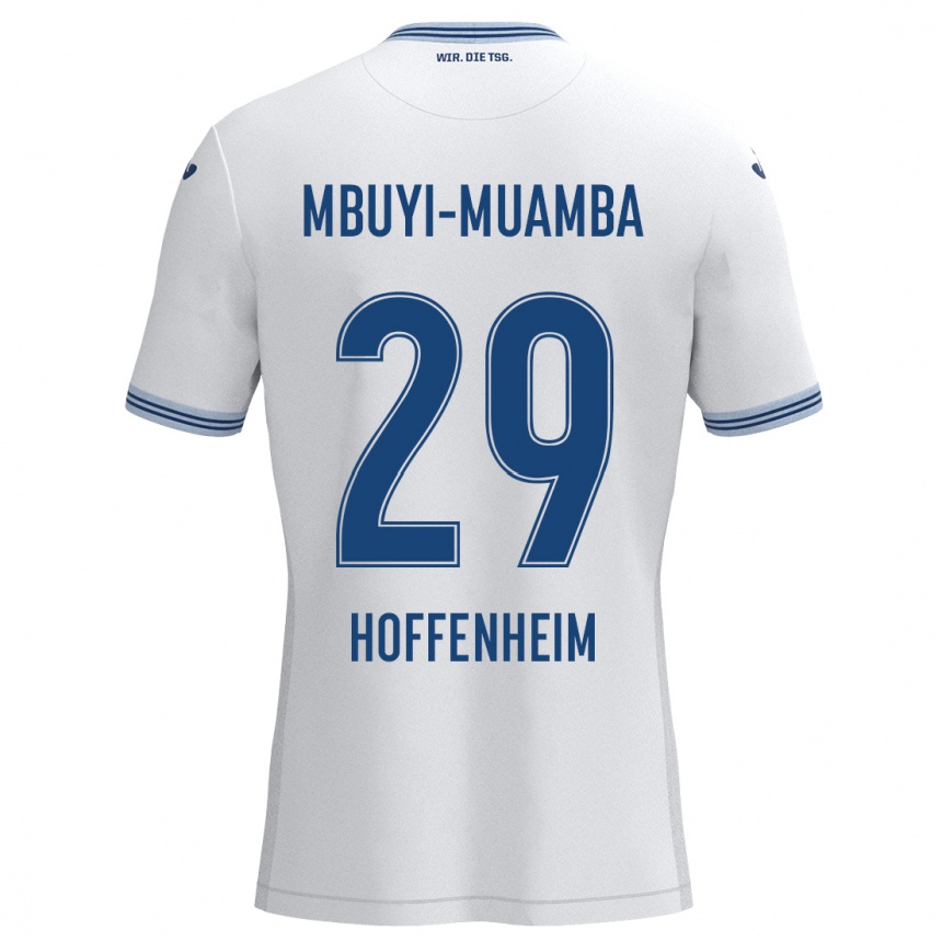 Niño Fútbol Camiseta Hubert Mbuyi-Muamba #29 Blanco Azul 2ª Equipación 2024/25 México