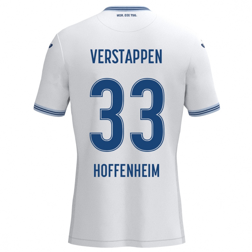 Niño Fútbol Camiseta Eric Verstappen #33 Blanco Azul 2ª Equipación 2024/25 México