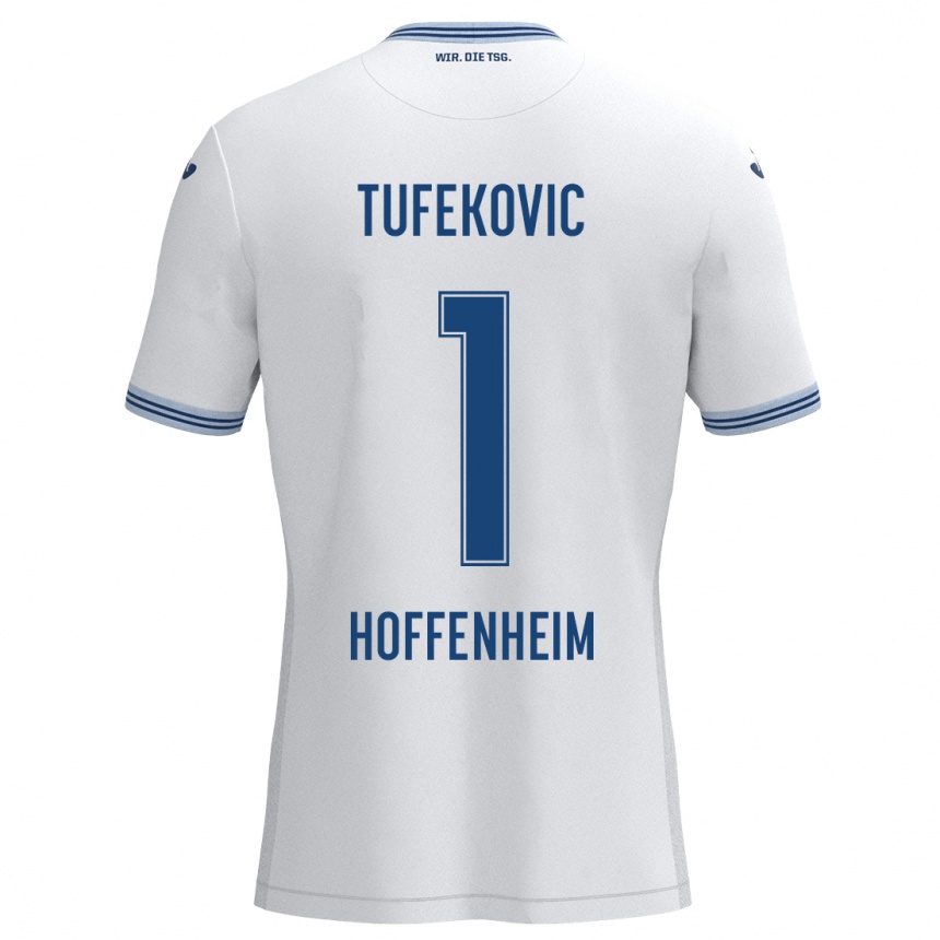 Niño Fútbol Camiseta Martina Tufekovic #1 Blanco Azul 2ª Equipación 2024/25 México