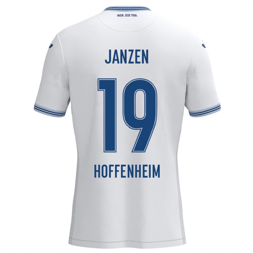 Niño Fútbol Camiseta Mathilde Janzen #19 Blanco Azul 2ª Equipación 2024/25 México