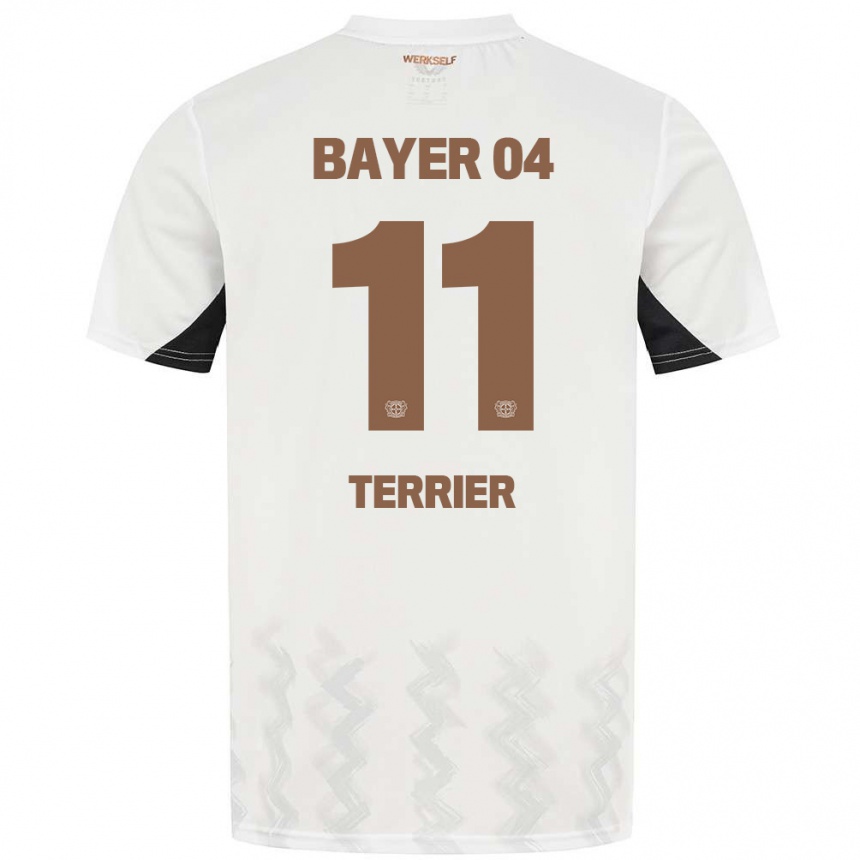 Niño Fútbol Camiseta Martin Terrier #11 Blanco Negro 2ª Equipación 2024/25 México