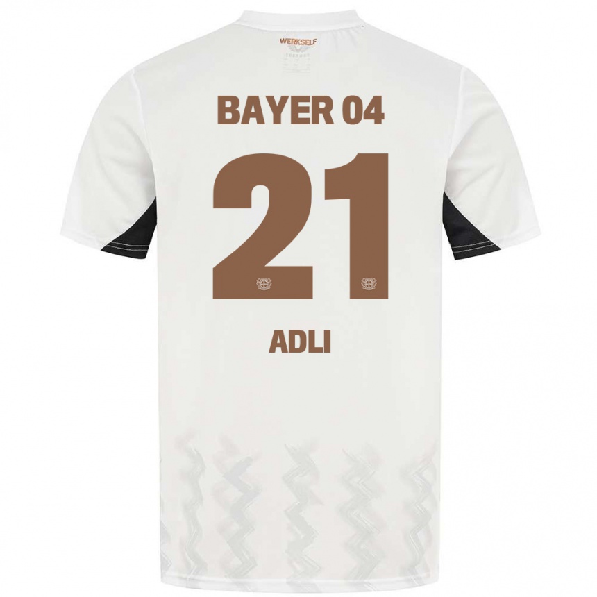 Niño Fútbol Camiseta Amine Adli #21 Blanco Negro 2ª Equipación 2024/25 México