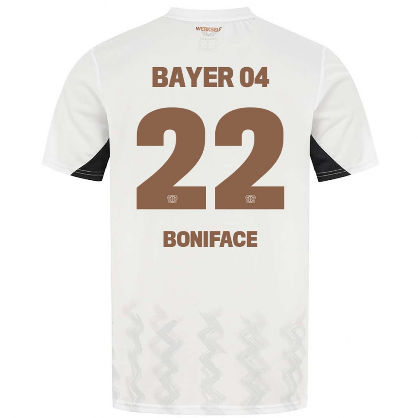 Niño Fútbol Camiseta Victor Boniface #22 Blanco Negro 2ª Equipación 2024/25 México