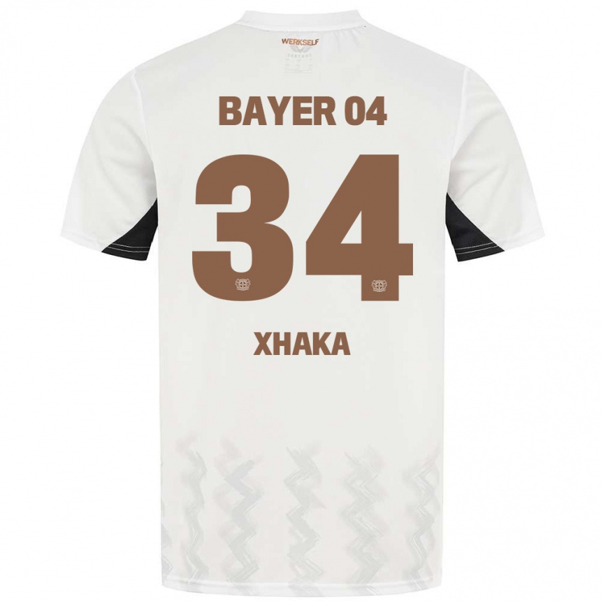 Niño Fútbol Camiseta Granit Xhaka #34 Blanco Negro 2ª Equipación 2024/25 México