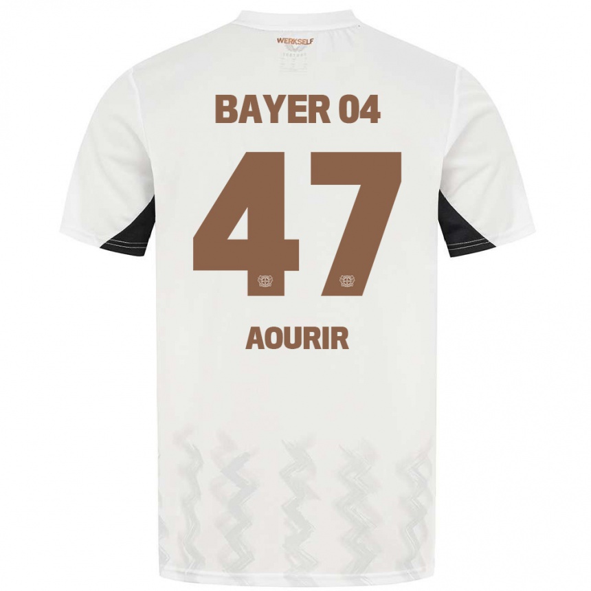 Niño Fútbol Camiseta Ayman Aourir #47 Blanco Negro 2ª Equipación 2024/25 México