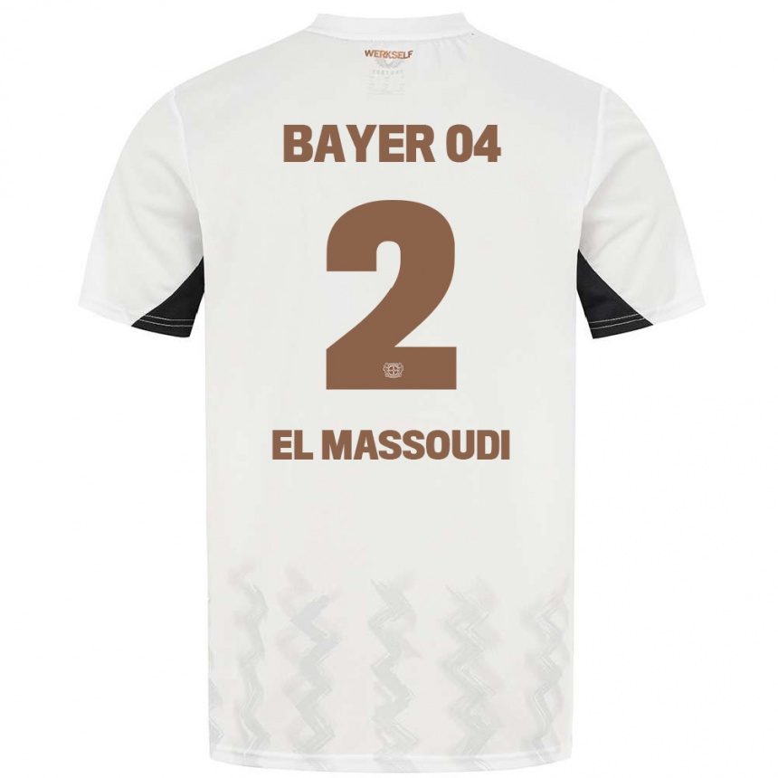 Niño Fútbol Camiseta Nassim El Massoudi #2 Blanco Negro 2ª Equipación 2024/25 México