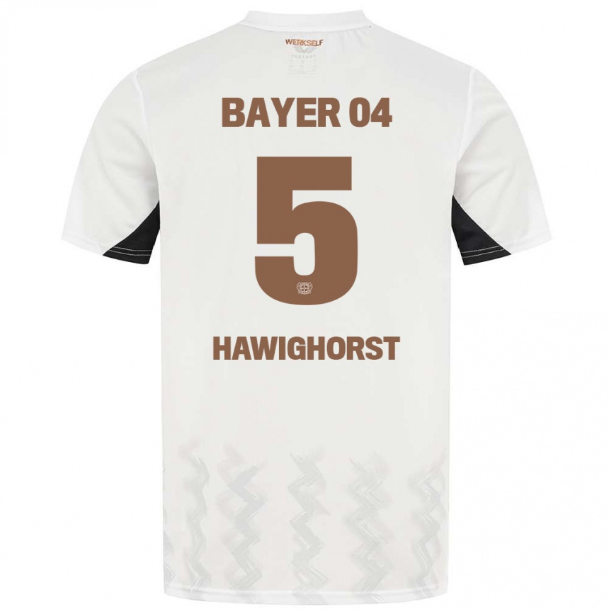 Niño Fútbol Camiseta Ben Hawighorst #5 Blanco Negro 2ª Equipación 2024/25 México