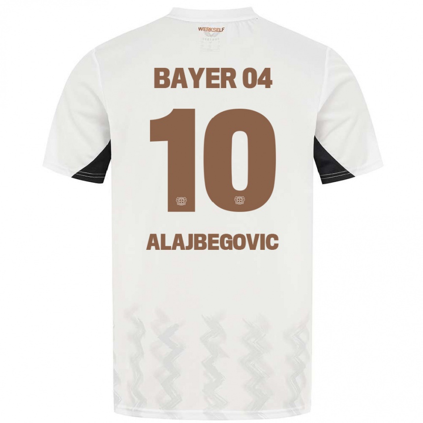 Niño Fútbol Camiseta Kerim Alajbegovic #10 Blanco Negro 2ª Equipación 2024/25 México