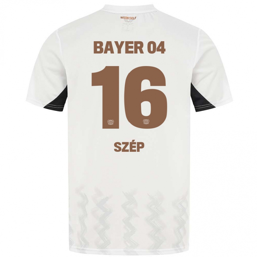 Niño Fútbol Camiseta Márton Szép #16 Blanco Negro 2ª Equipación 2024/25 México