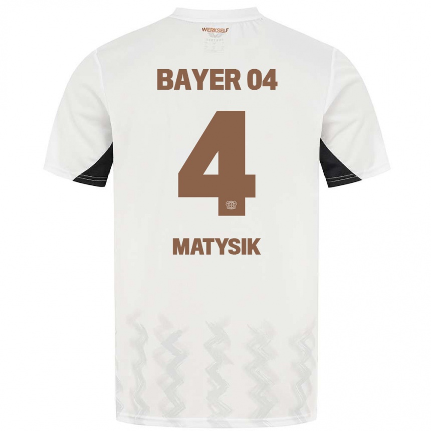 Niño Fútbol Camiseta Sylwia Matysik #4 Blanco Negro 2ª Equipación 2024/25 México