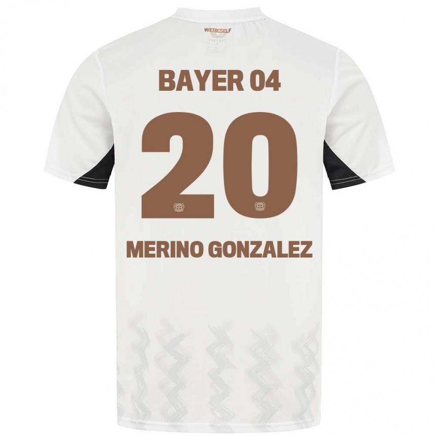 Niño Fútbol Camiseta Estrella Merino Gonzalez #20 Blanco Negro 2ª Equipación 2024/25 México