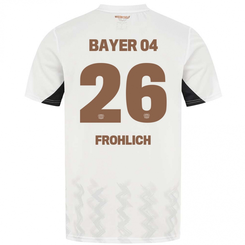 Niño Fútbol Camiseta Clara Fröhlich #26 Blanco Negro 2ª Equipación 2024/25 México