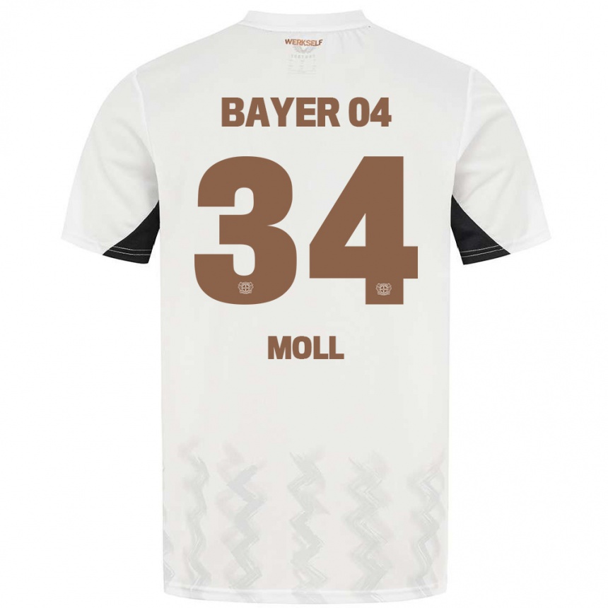 Niño Fútbol Camiseta Anne Moll #34 Blanco Negro 2ª Equipación 2024/25 México