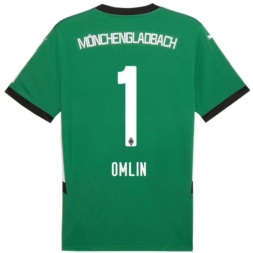 Niño Fútbol Camiseta Jonas Omlin #1 Verde Blanco 2ª Equipación 2024/25 México