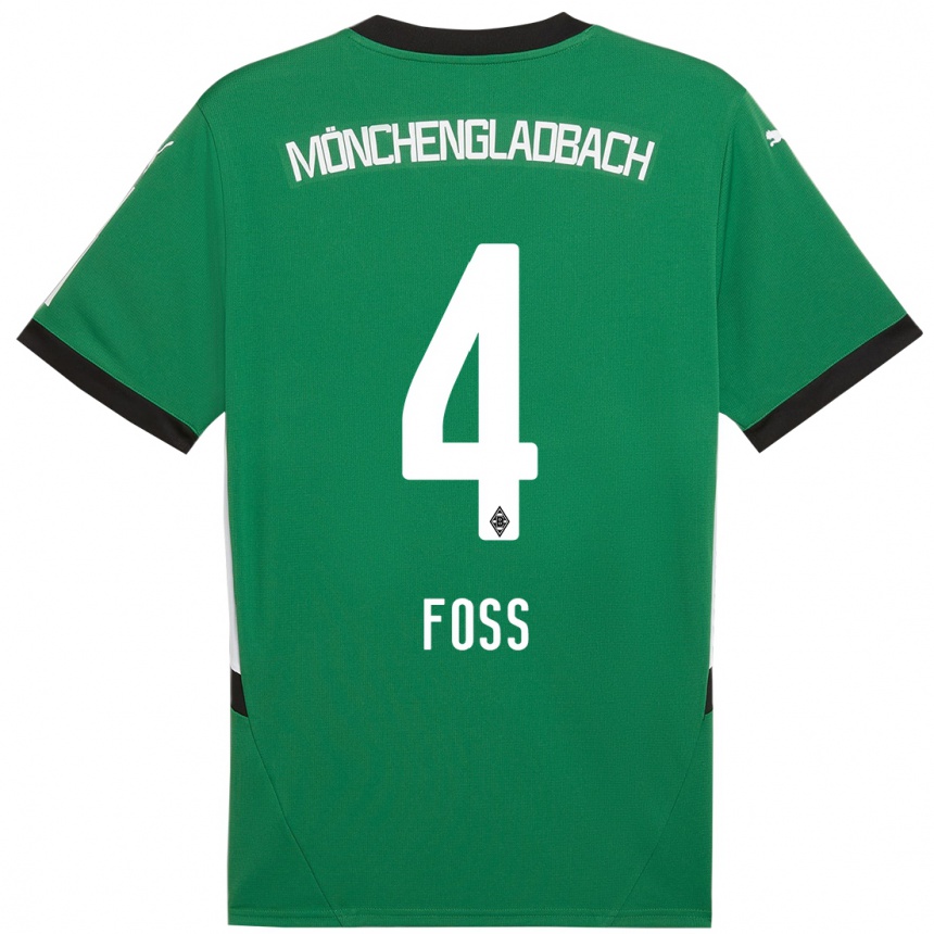 Niño Fútbol Camiseta Jonathan Foss #4 Verde Blanco 2ª Equipación 2024/25 México