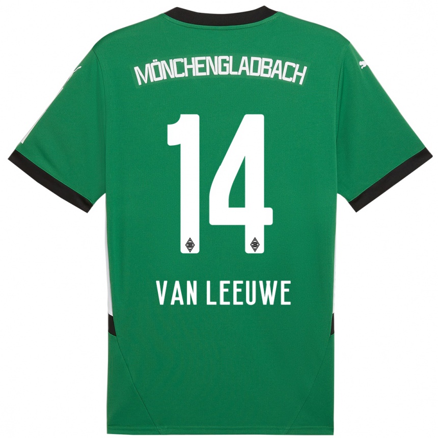 Niño Fútbol Camiseta Kyra Van Leeuwe #14 Verde Blanco 2ª Equipación 2024/25 México