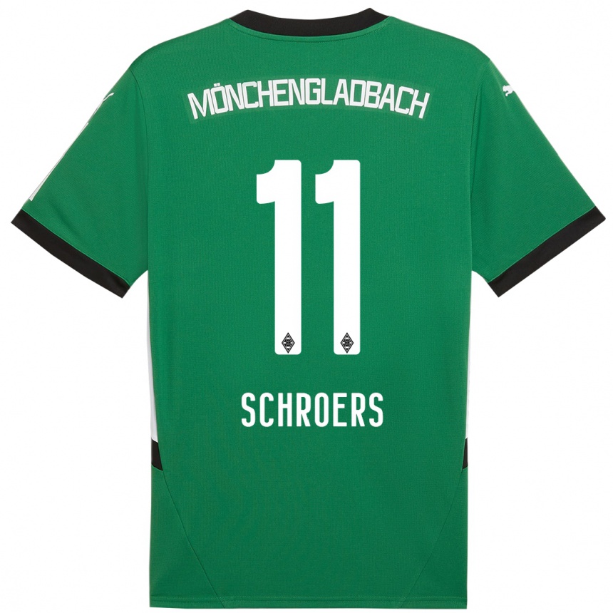 Niño Fútbol Camiseta Mika Schroers #11 Verde Blanco 2ª Equipación 2024/25 México