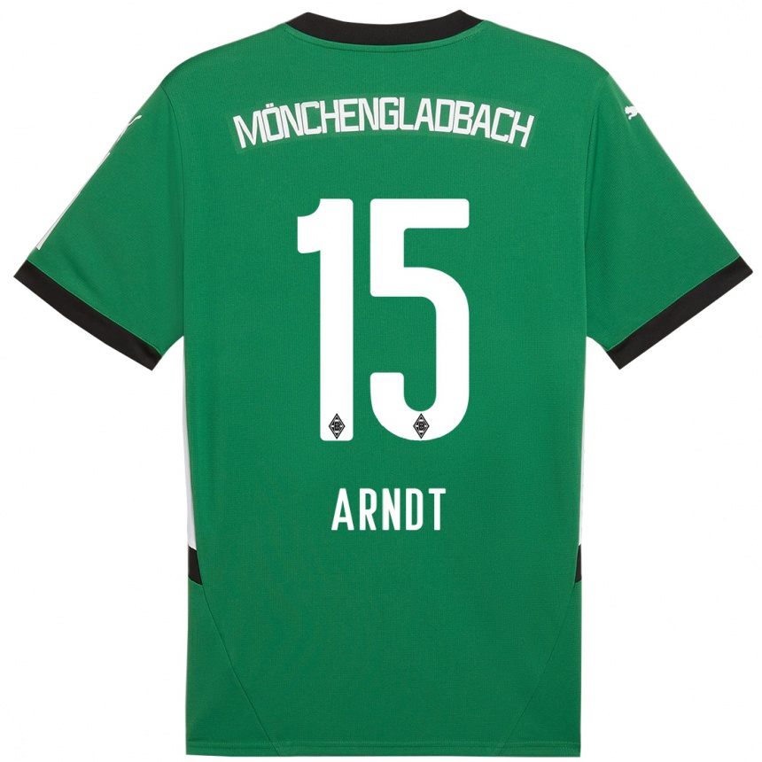 Niño Fútbol Camiseta Leo Arndt #15 Verde Blanco 2ª Equipación 2024/25 México