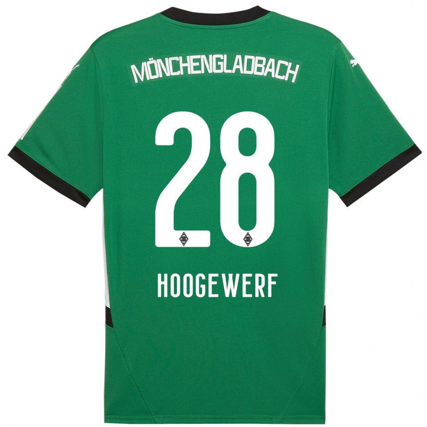 Niño Fútbol Camiseta Dillon Hoogewerf #28 Verde Blanco 2ª Equipación 2024/25 México