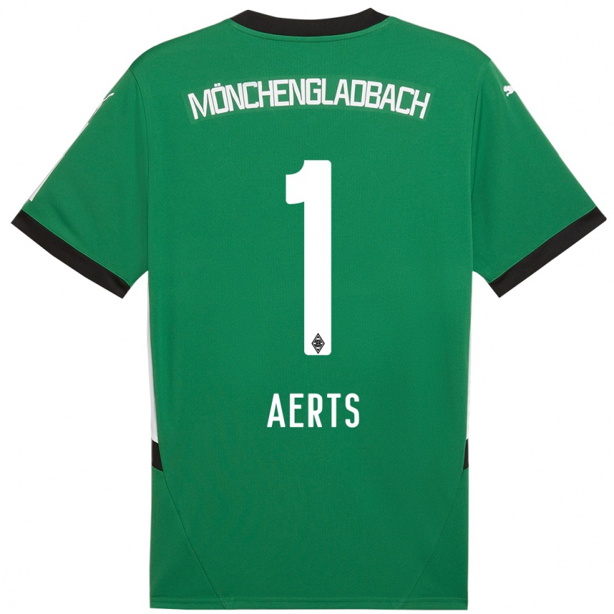 Niño Fútbol Camiseta Liv Aerts #1 Verde Blanco 2ª Equipación 2024/25 México