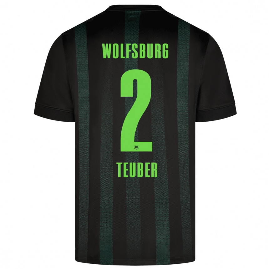 Niño Fútbol Camiseta Julius Teuber #2 Verde Oscuro 2ª Equipación 2024/25 México