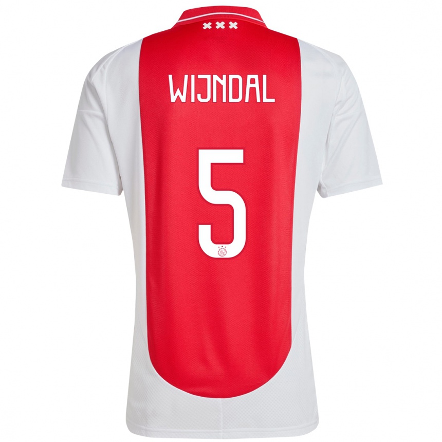 Hombre Fútbol Camiseta Owen Wijndal #5 Rojo Blanco 1ª Equipación 2024/25 México