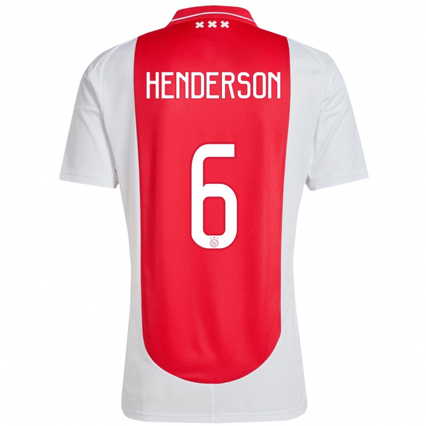 Hombre Fútbol Camiseta Jordan Henderson #6 Rojo Blanco 1ª Equipación 2024/25 México