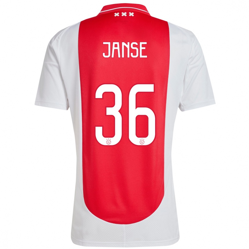 Hombre Fútbol Camiseta Dies Janse #36 Rojo Blanco 1ª Equipación 2024/25 México