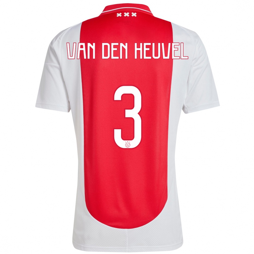 Hombre Fútbol Camiseta Nino Van Den Heuvel #3 Rojo Blanco 1ª Equipación 2024/25 México