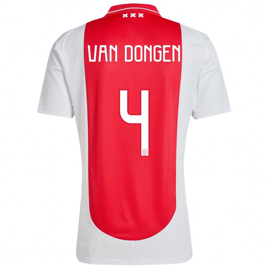 Hombre Fútbol Camiseta Bram Van Dongen #4 Rojo Blanco 1ª Equipación 2024/25 México