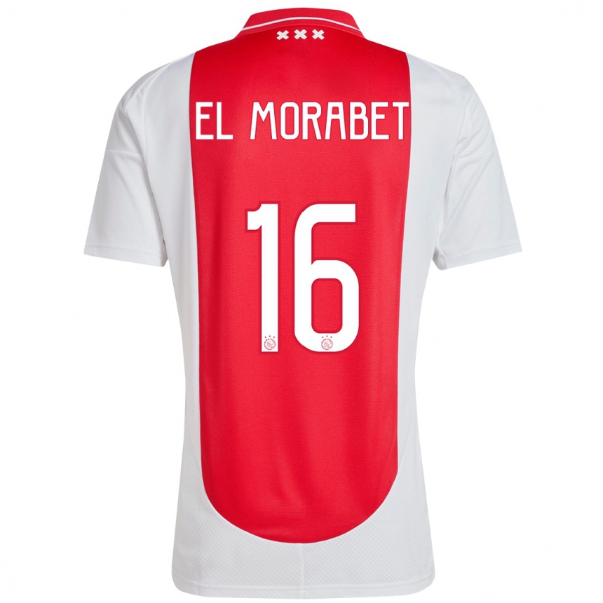 Hombre Fútbol Camiseta Younes El Morabet #16 Rojo Blanco 1ª Equipación 2024/25 México