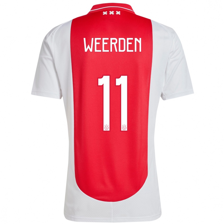 Hombre Fútbol Camiseta Ashleigh Weerden #11 Rojo Blanco 1ª Equipación 2024/25 México