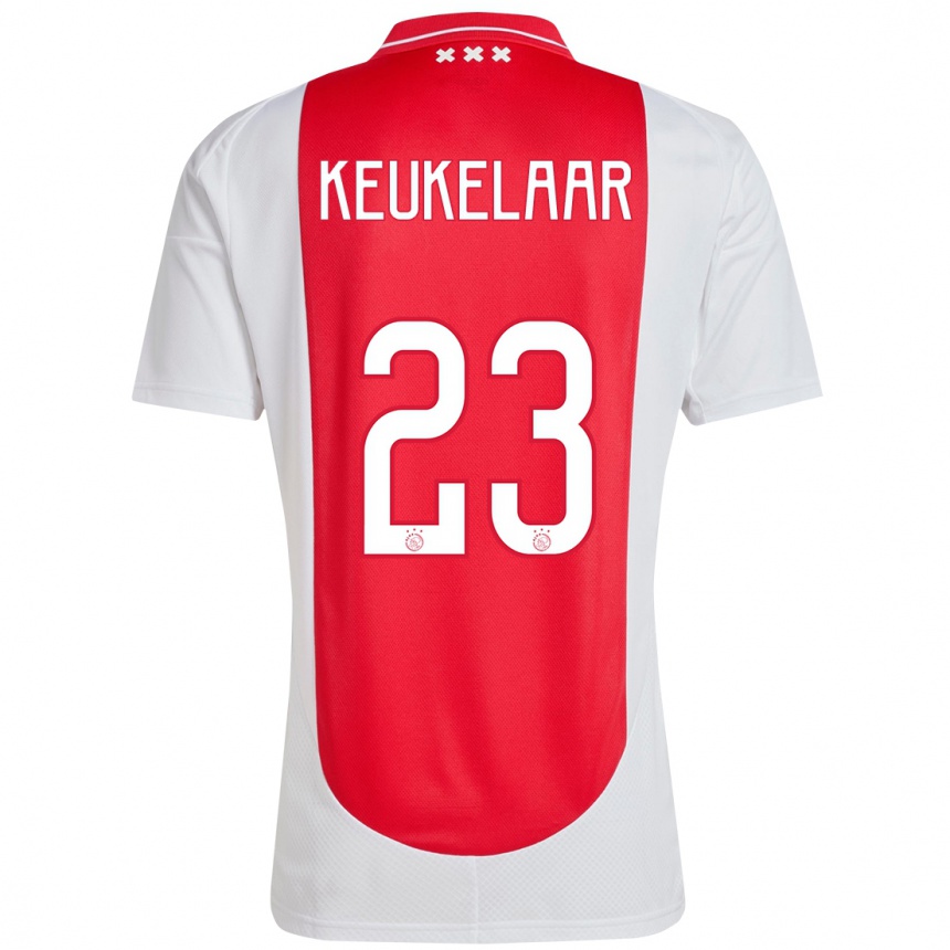 Hombre Fútbol Camiseta Lotte Keukelaar #23 Rojo Blanco 1ª Equipación 2024/25 México